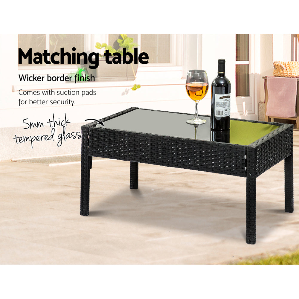 4 Seater Sofa Set Outdoor Furniture Lounge Setting Wicker Chairs Table Rattan Lounger Bistro