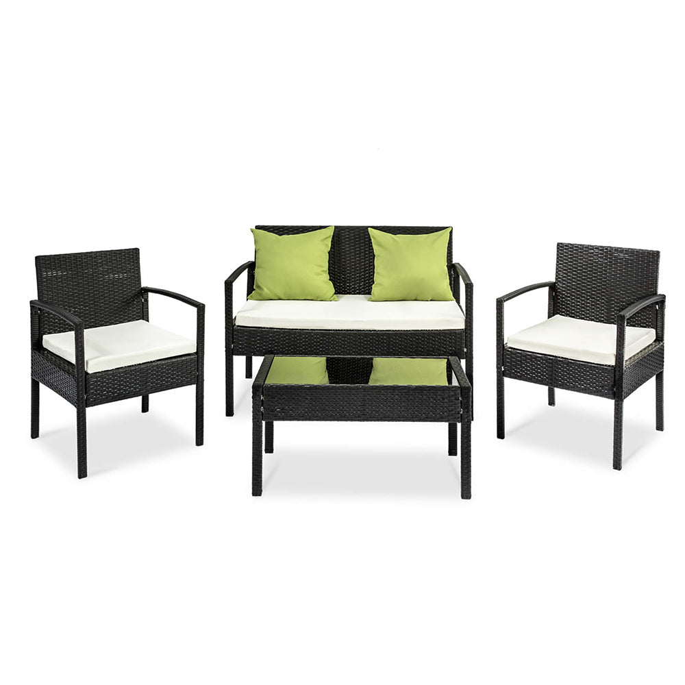 4 Seater Sofa Set Outdoor Furniture Lounge Setting Wicker Chairs Table Rattan Lounger Bistro