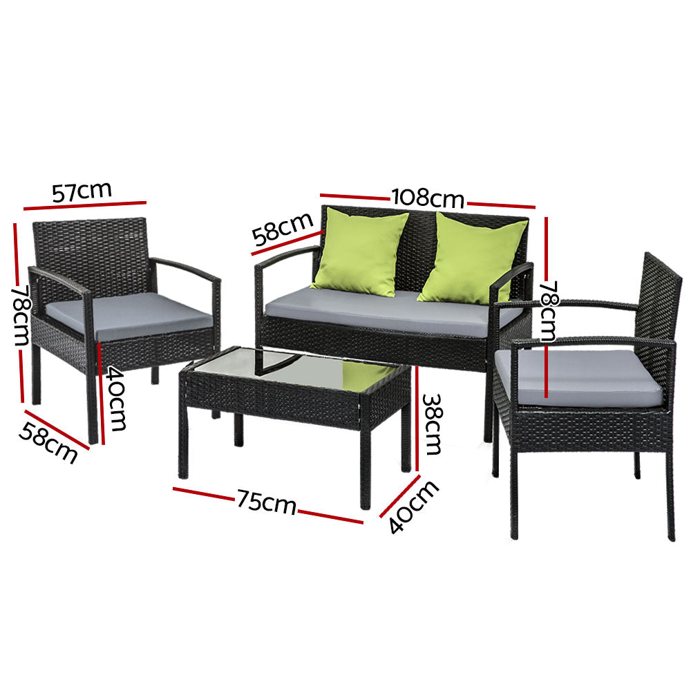 Outdoor Furniture Lounge Setting Garden Patio Wicker Cover Table Chairs | Outdoor Sofas & Lounge Sets