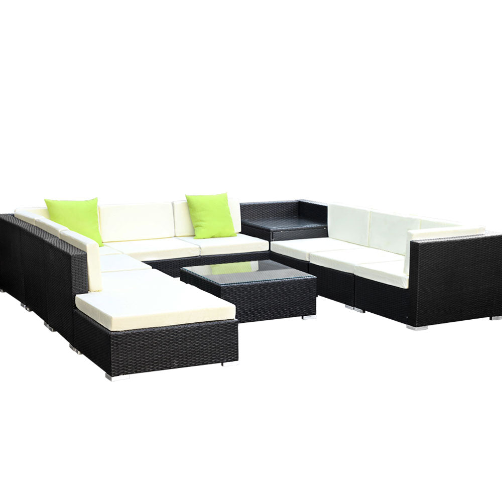 11Pc Sofa Set With Storage Cover Outdoor Furniture Wicker