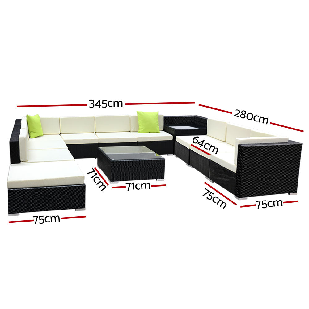 12Pc Outdoor Furniture Sofa Set Wicker Garden Patio Lounge