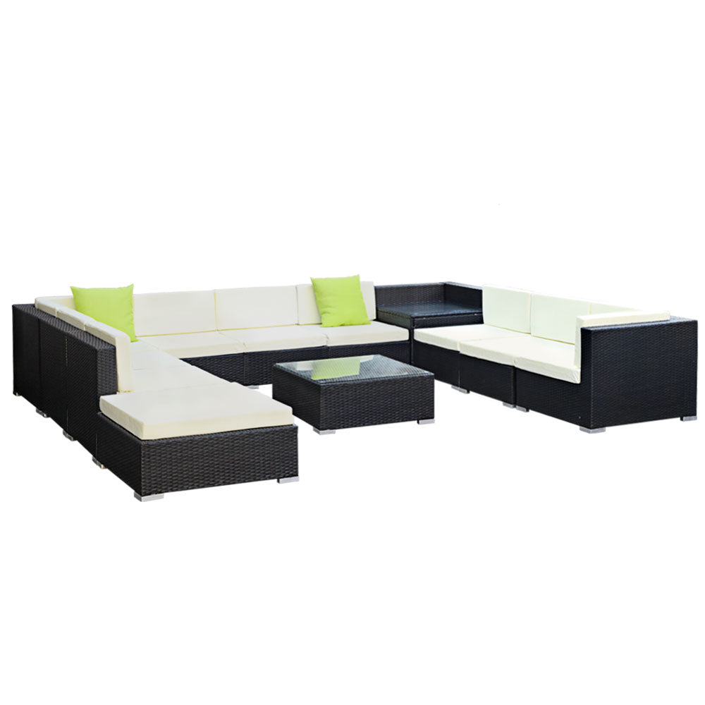 12Pc Outdoor Furniture Sofa Set Wicker Garden Patio Lounge