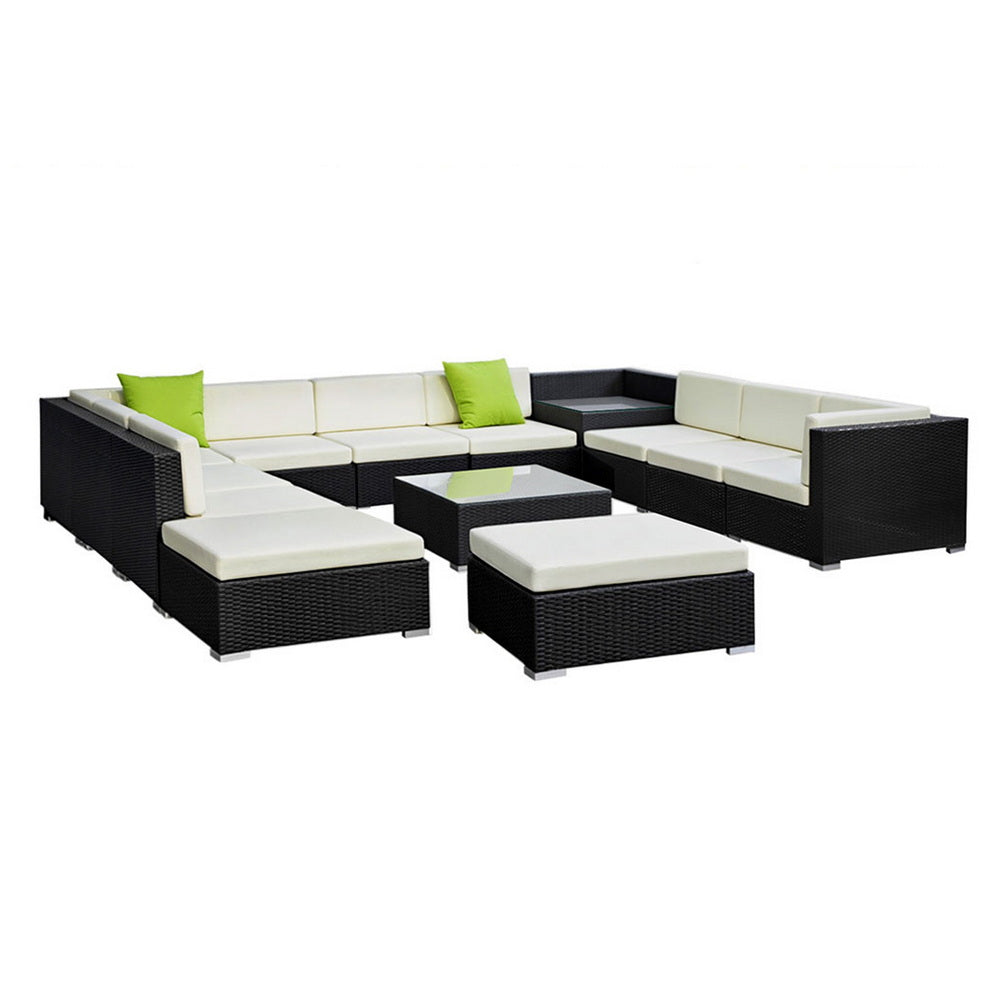 13-Piece Outdoor Sofa Set Wicker Couch Lounge Setting Cover