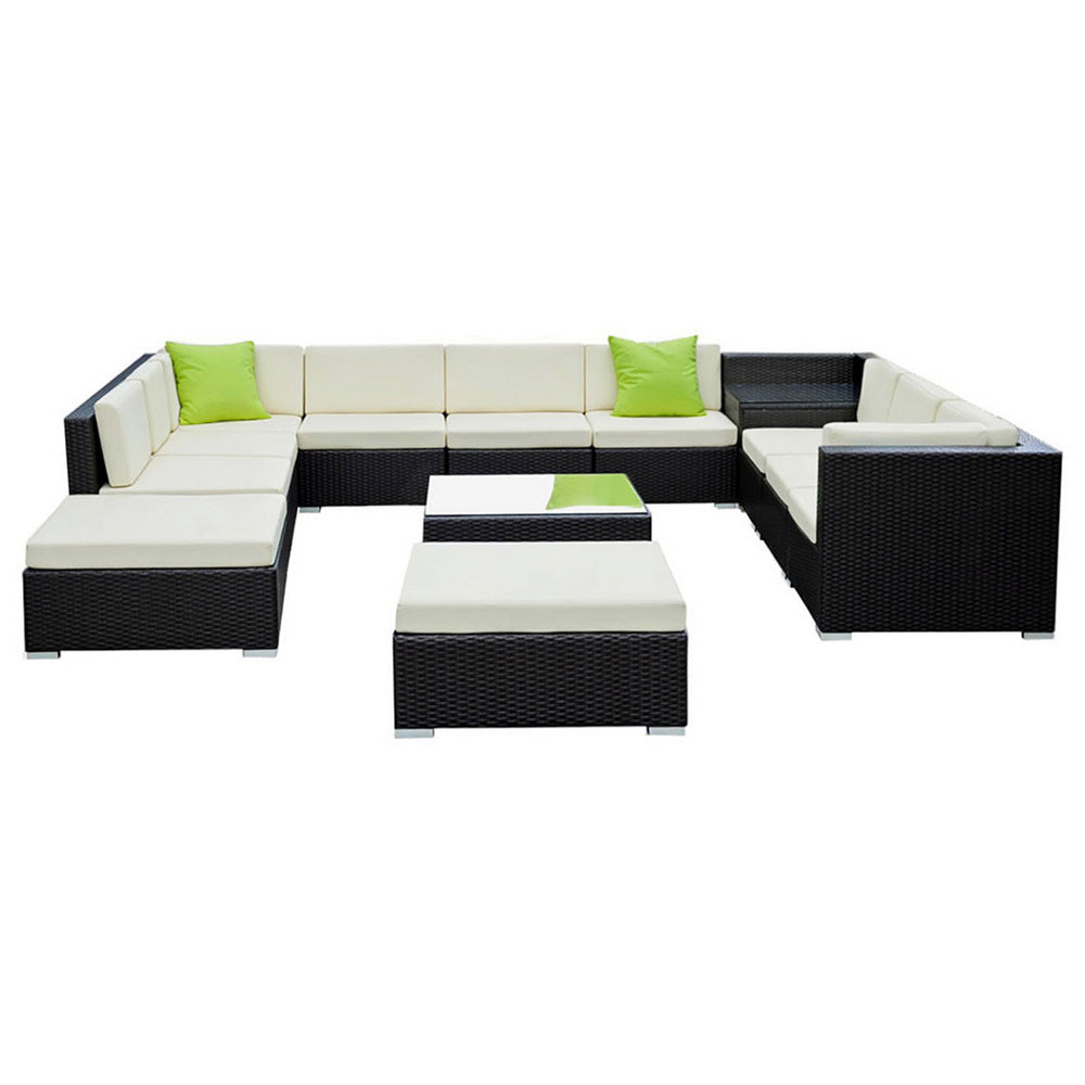 13-Piece Outdoor Sofa Set Wicker Couch Lounge Setting Cover