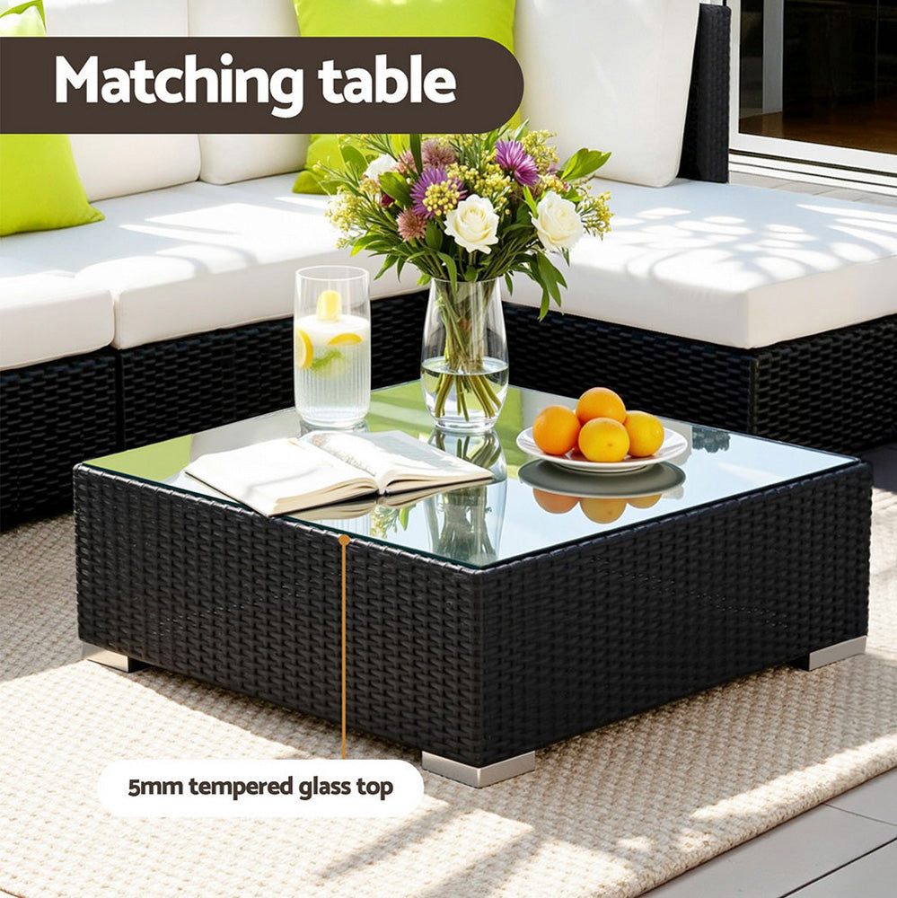 13-Piece Outdoor Sofa Set Wicker Couch Lounge Setting Cover