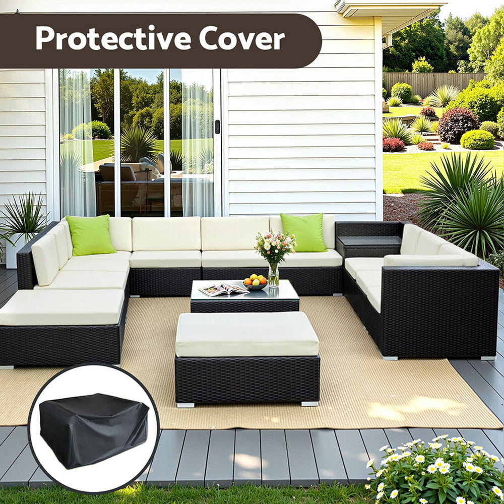 13-Piece Outdoor Sofa Set Wicker Couch Lounge Setting Cover