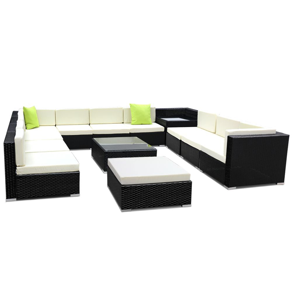 13-Piece Outdoor Sofa Set Wicker Couch Lounge Setting 11 Seater
