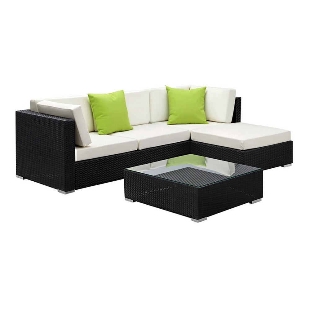 5-Piece Outdoor Sofa Set Wicker Couch Lounge Setting Cover