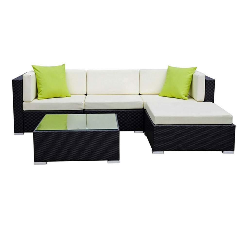 5-Piece Outdoor Sofa Set Wicker Couch Lounge Setting Cover