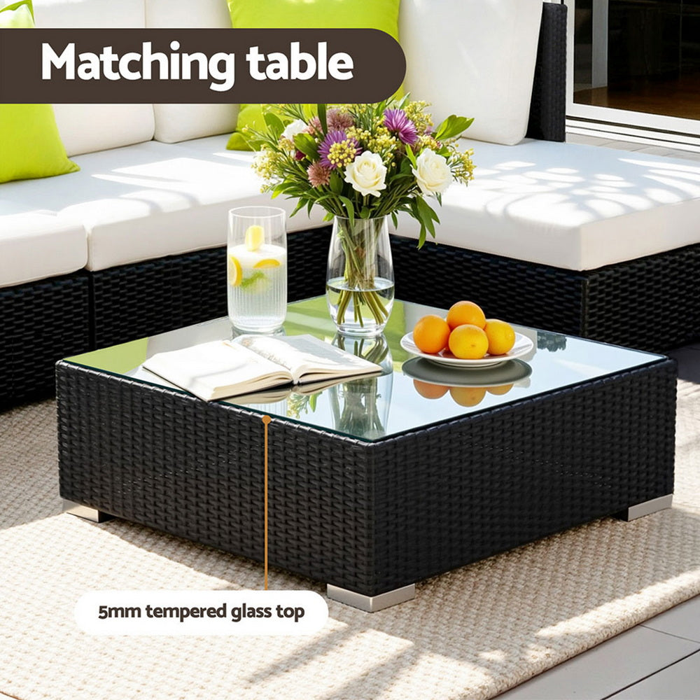 5-Piece Outdoor Sofa Set Wicker Couch Lounge Setting Cover