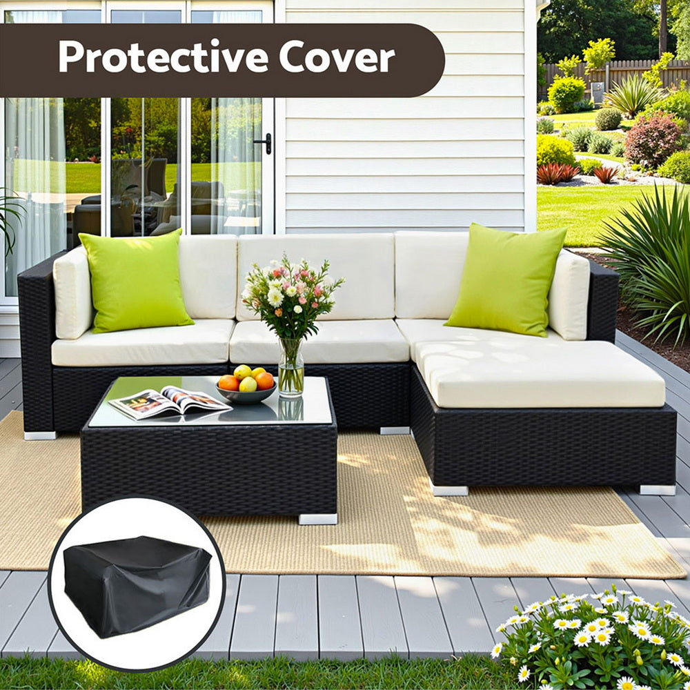 5-Piece Outdoor Sofa Set Wicker Couch Lounge Setting Cover