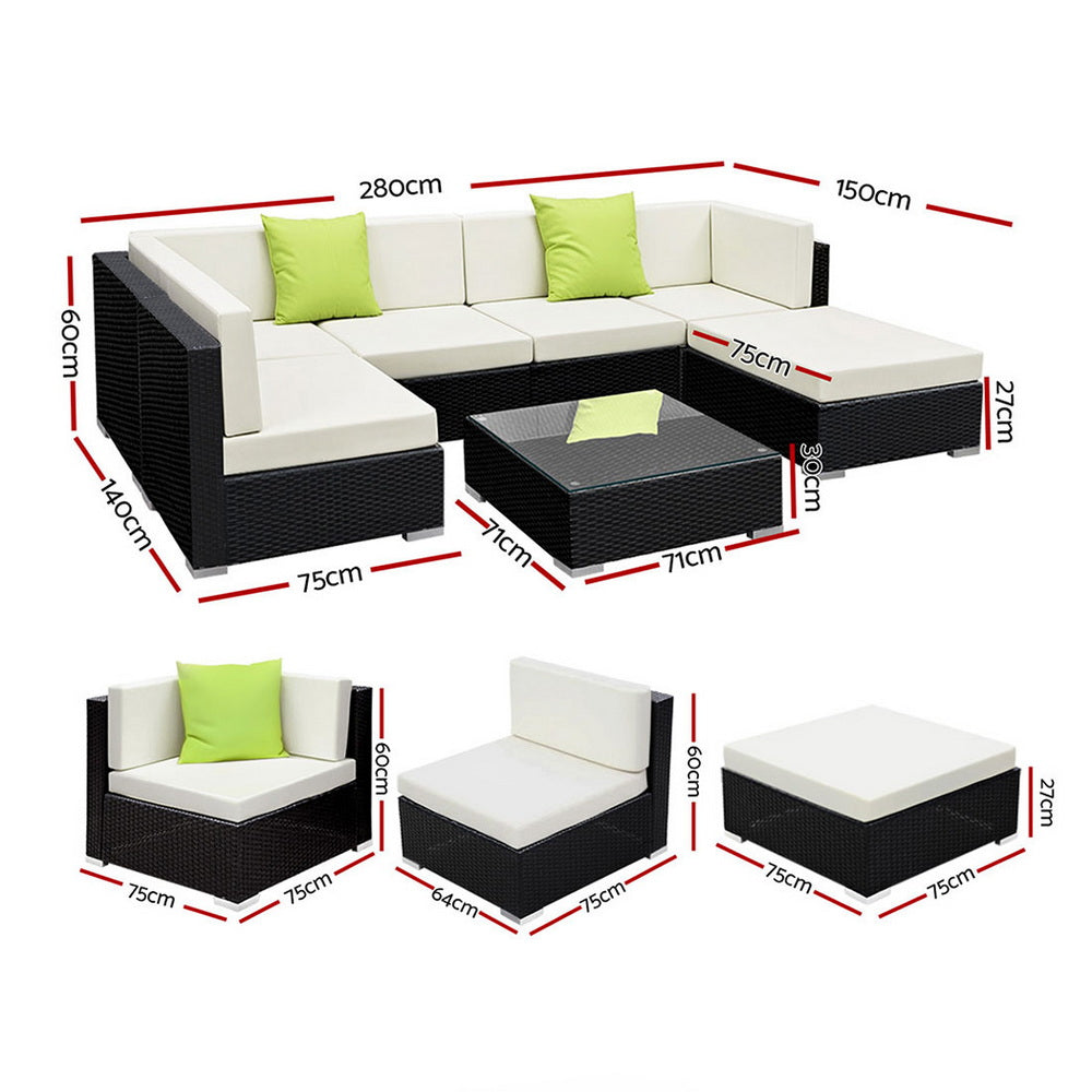 7-Piece Outdoor Sofa Set Wicker Couch Lounge Setting Cover