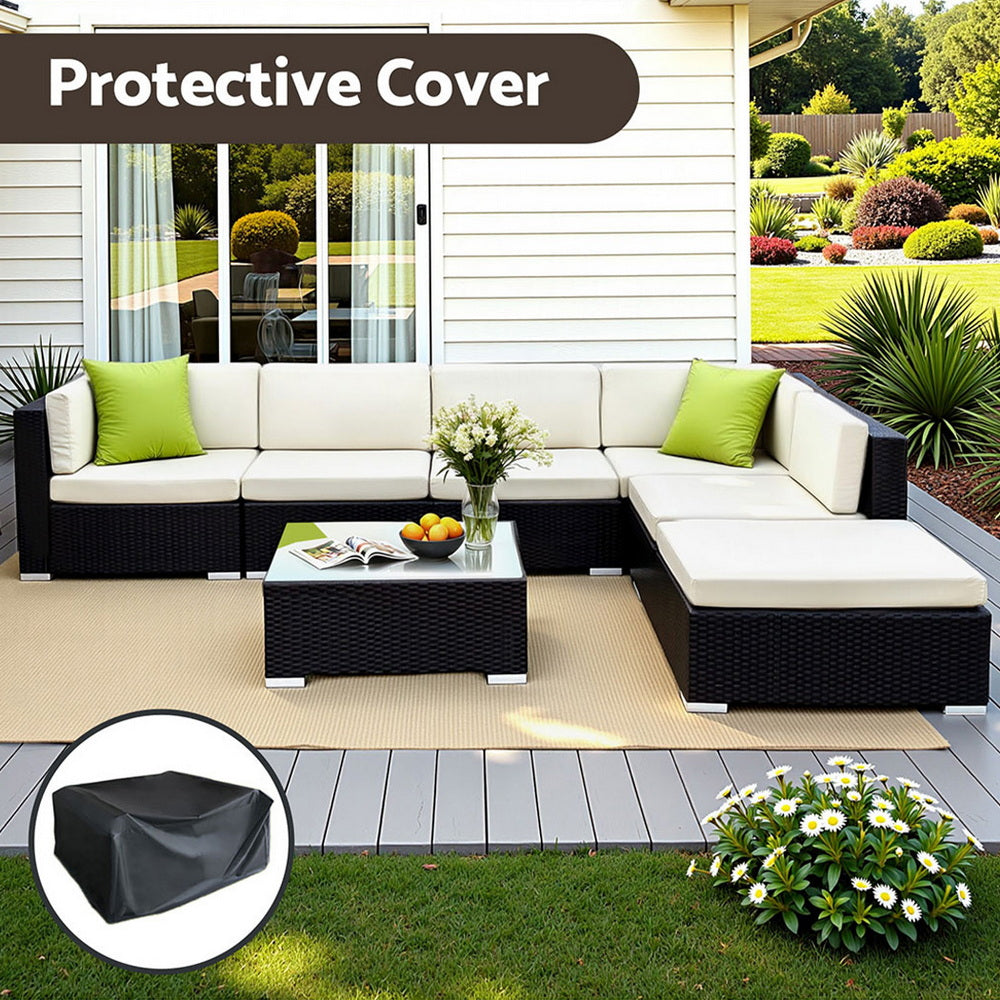 7-Piece Outdoor Sofa Set Wicker Couch Lounge Setting Cover