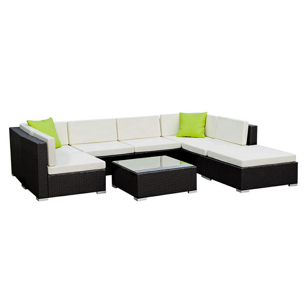 8-Piece Outdoor Sofa Set Wicker Couch Lounge Setting Cover