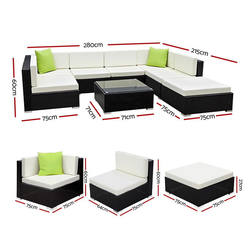 8-Piece Outdoor Sofa Set Wicker Couch Lounge Setting Cover