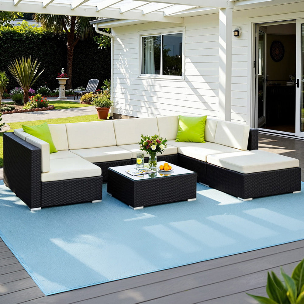 8-Piece Outdoor Sofa Set Wicker Couch Lounge Setting Cover