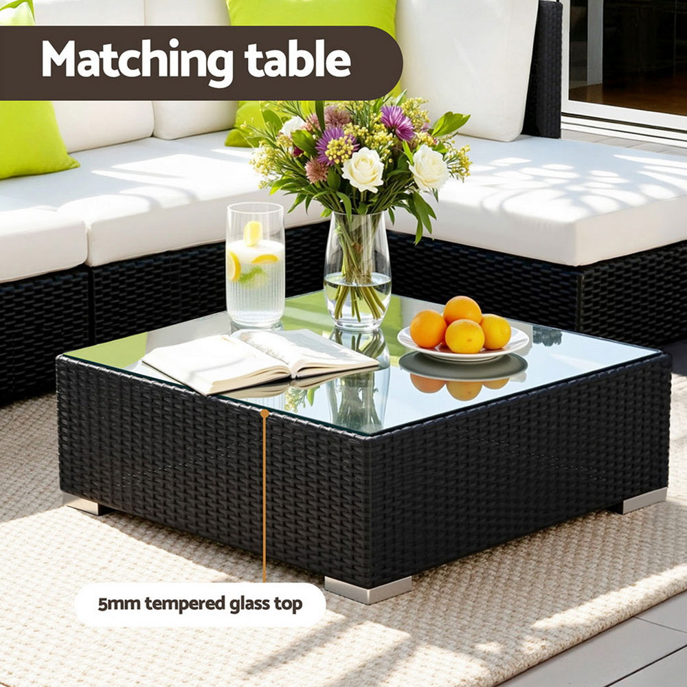 9-Piece Outdoor Sofa Set Wicker Couch Lounge Setting Cover