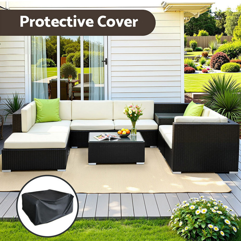 9-Piece Outdoor Sofa Set Wicker Couch Lounge Setting Cover