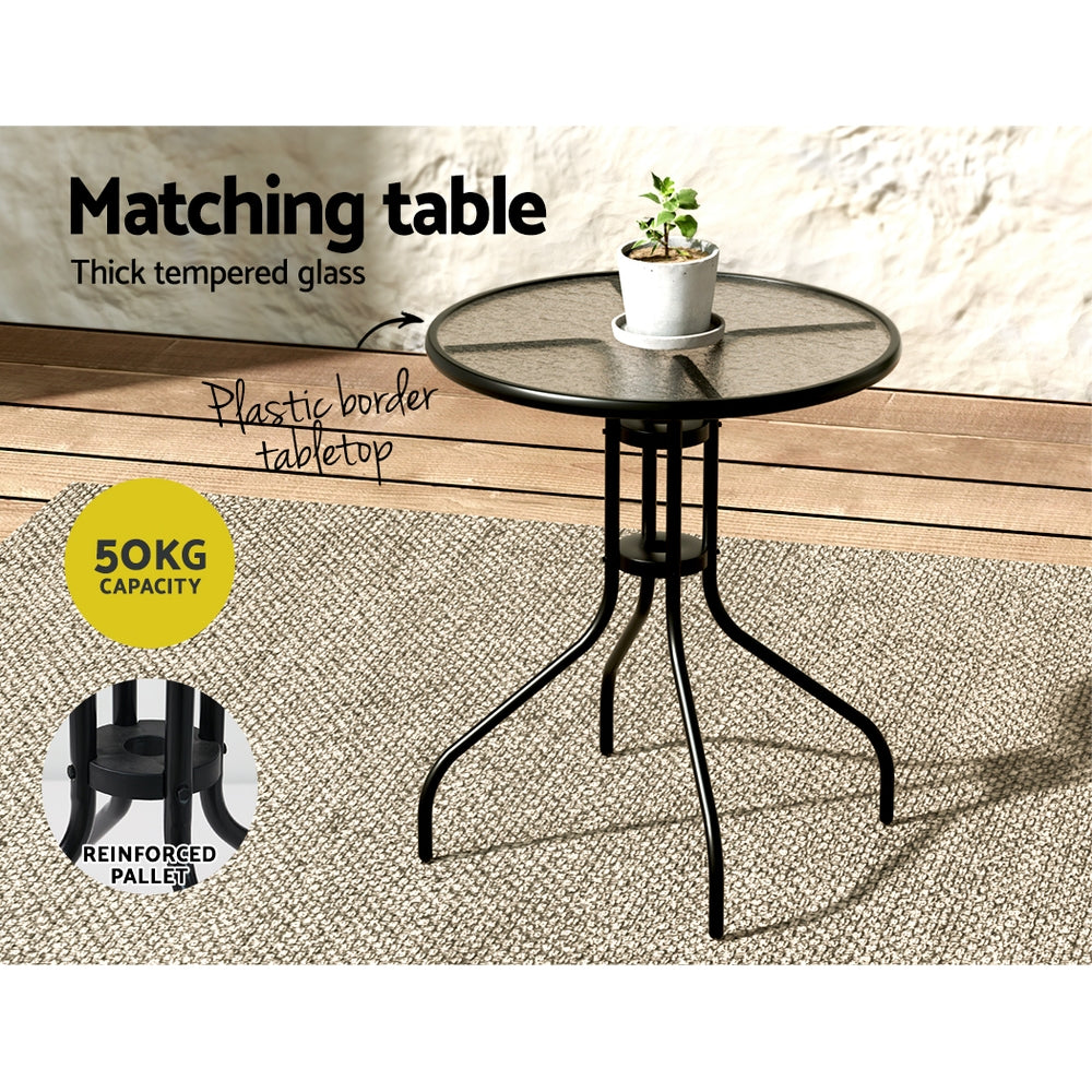 5Pc Bistro Set Outdoor Table And Chairs Stackable Outdoor Furniture Black | Outdoor Sofas & Lounge Sets