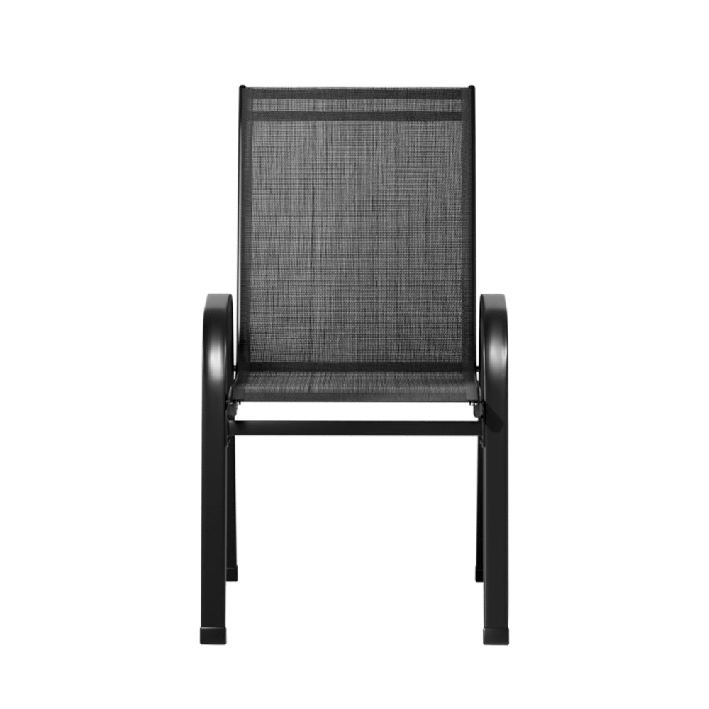 2Pc Outdoor Dining Chairs Stackable Lounge Chair Patio Furniture Black