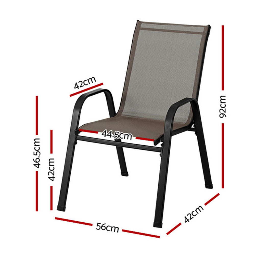 Outdoor Chairs - 6Pc Outdoor Dining Chairs Stackable Lounge Chair Patio Furniture Brown