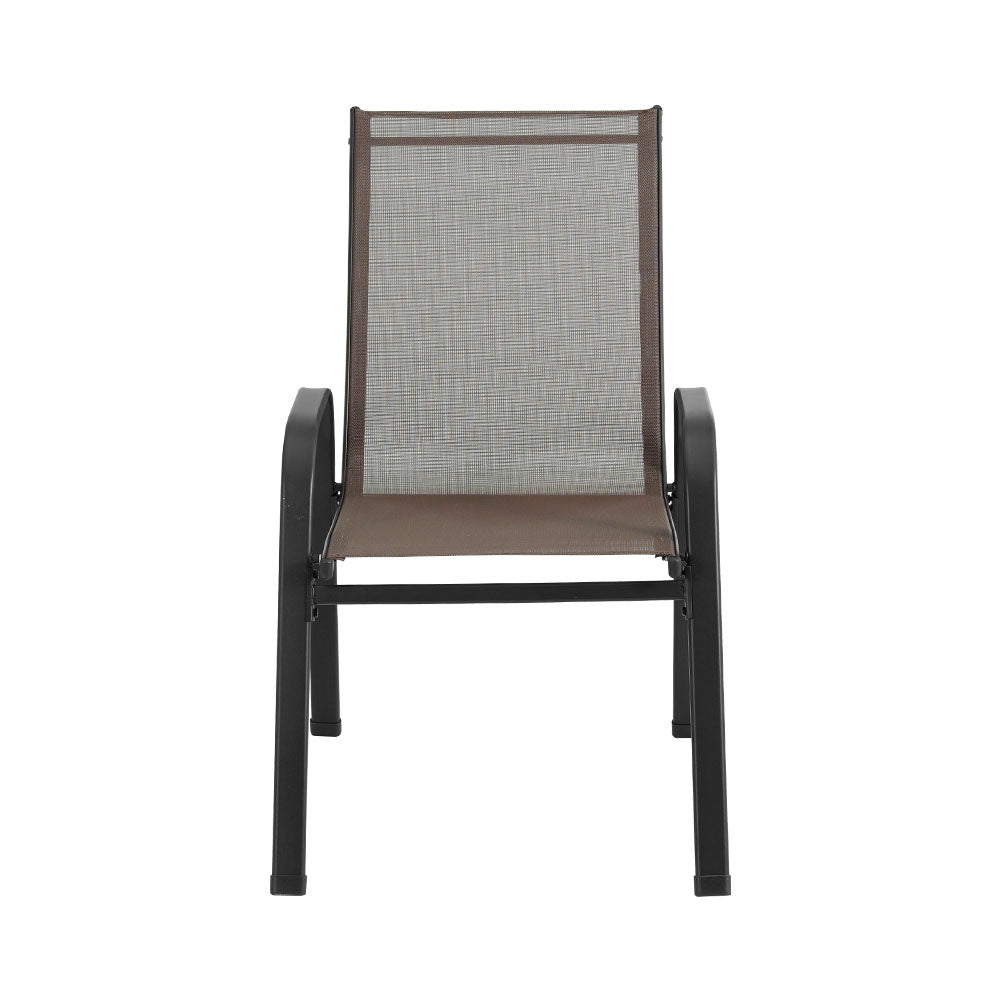 6Pc Outdoor Dining Chairs Stackable Lounge Chair Patio Furniture Brown | Outdoor Chairs