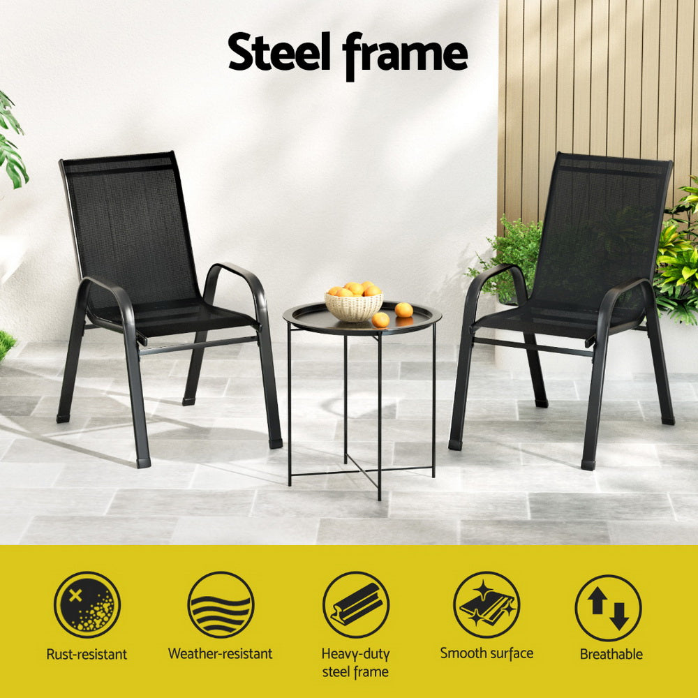 Black colour - 3-Piece Stackable Patio Bistro Set - Black