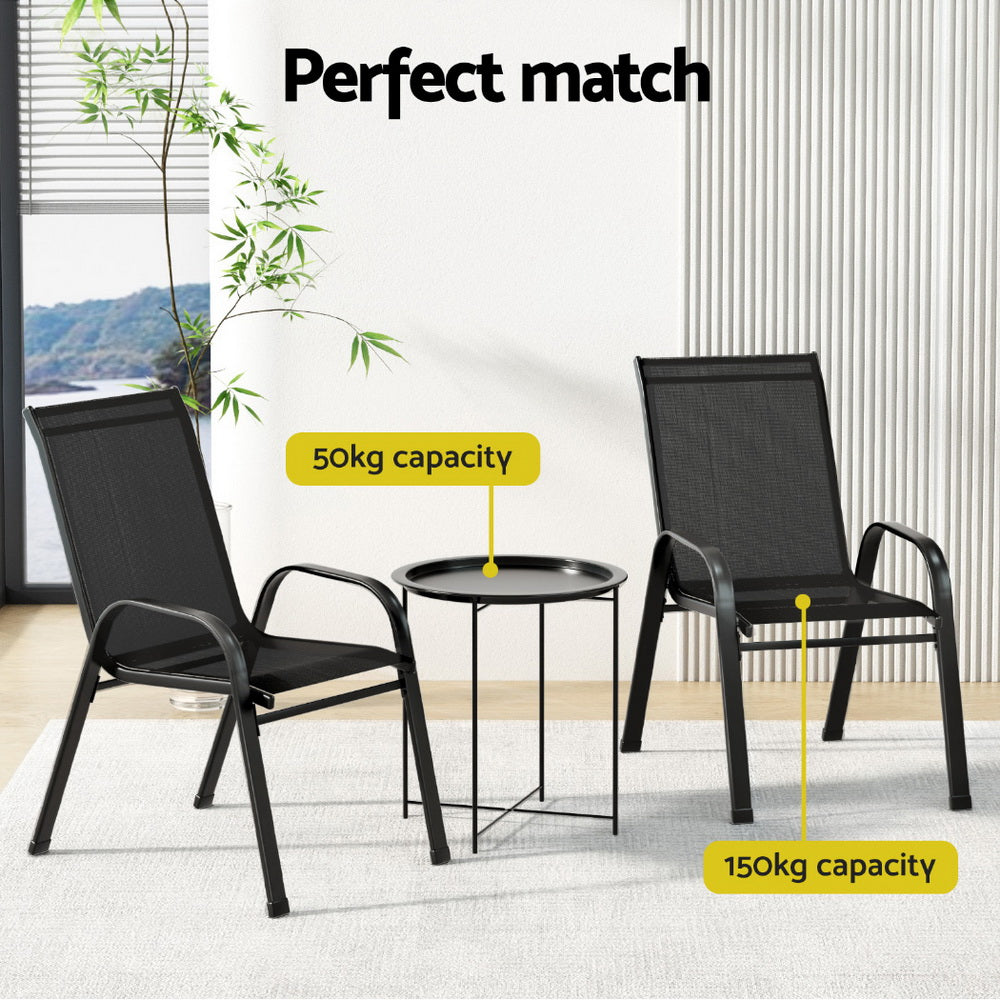 3-Piece Stackable Patio Bistro Set - Black | Outdoor