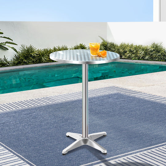 Outdoor Bar Table Adjustable Aluminium Round 70/110Cm - Outdoor Sofas & Lounge Sets