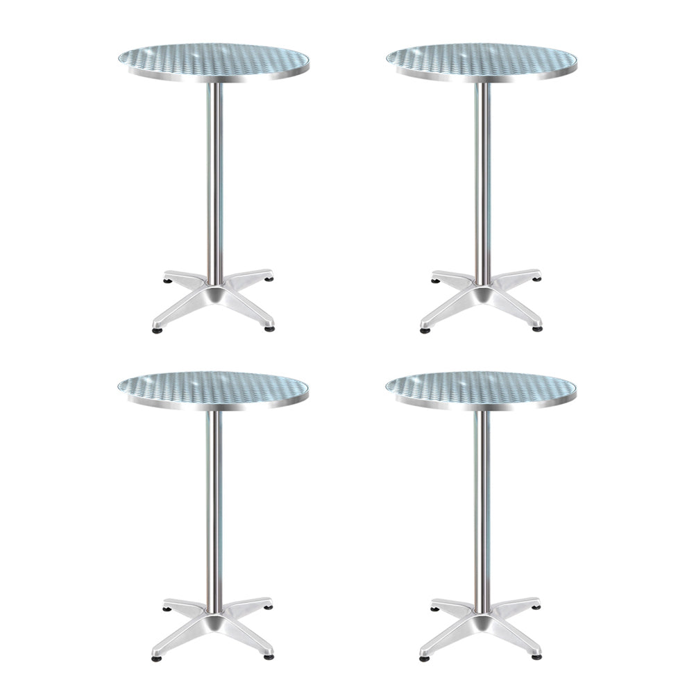 Set Of 4 Outdoor Bar Table Aluminium Round 70/110Cm