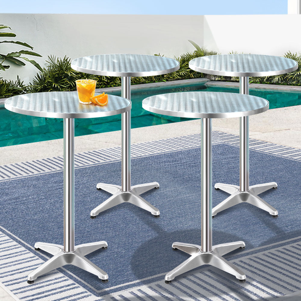 Set of 6 Outdoor Aluminium Round Bar Tables 70/110cm Patio Furniture