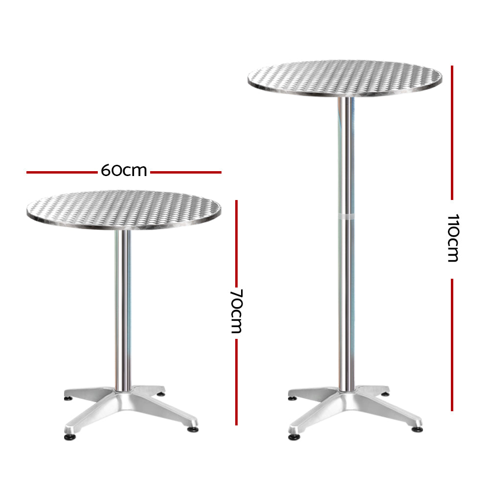 Set of 6 Outdoor Aluminium Round Bar Tables 70/110cm Patio Furniture