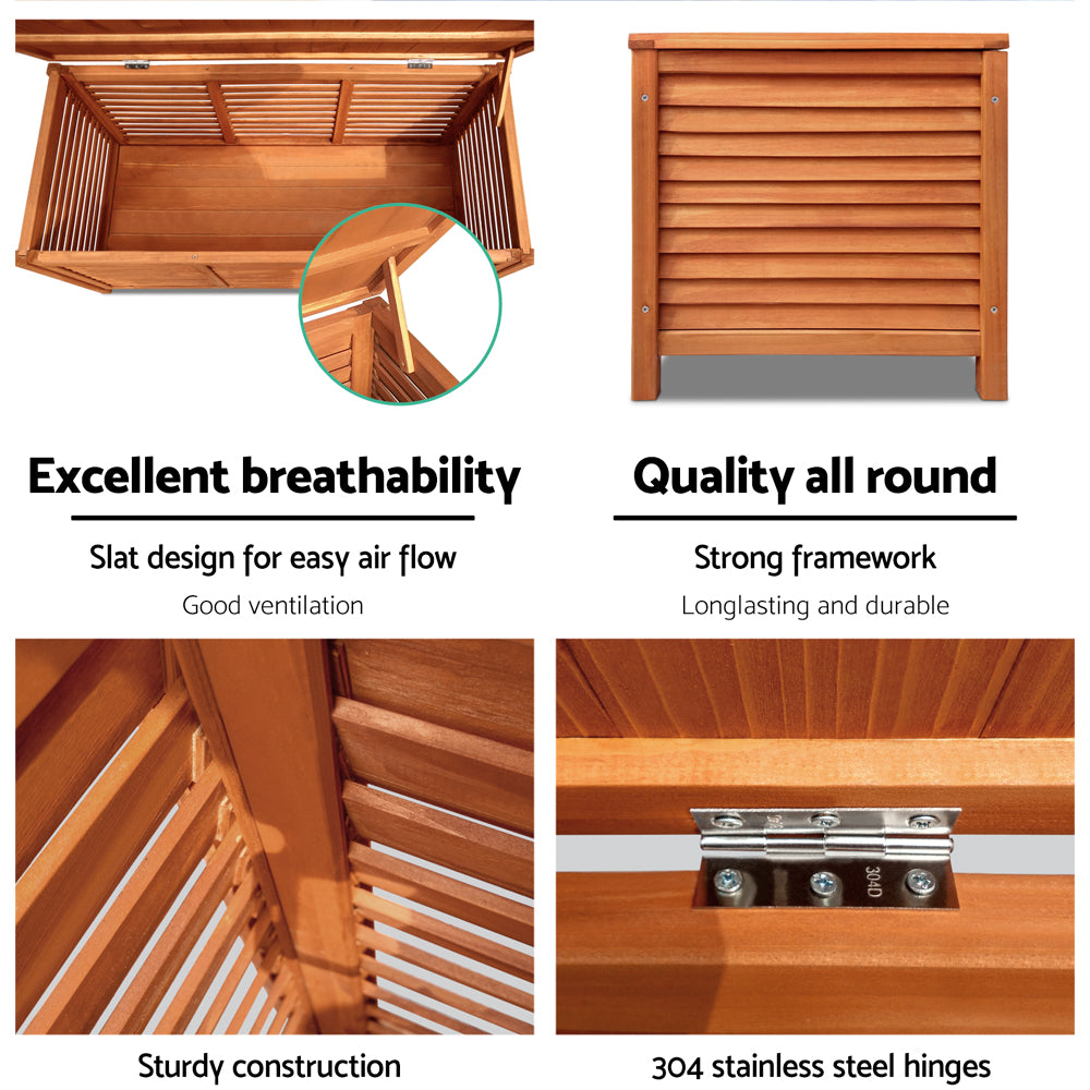 Outdoor Storage Bench Box 210L Wooden Patio Garden Chair Seat
