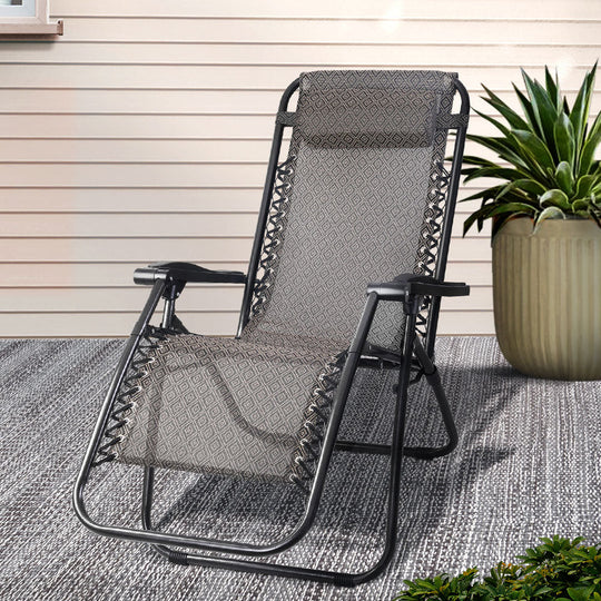 Adjustable Sun Lounge Camping Beige - Beige