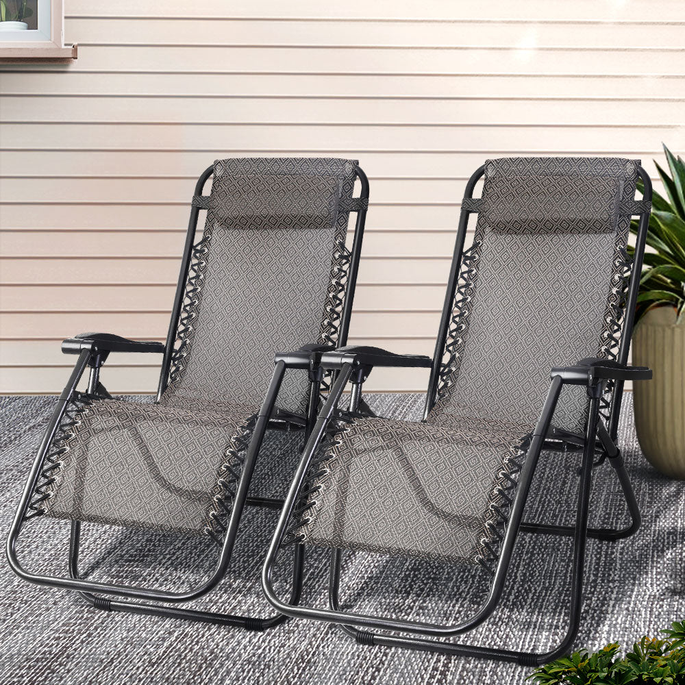 Beige Outdoor Recliner Sun Lounge Chair
