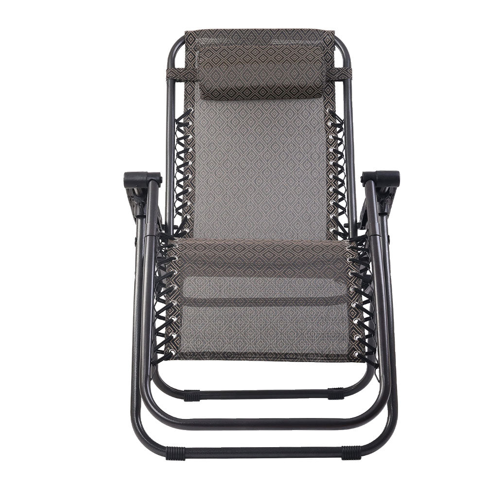 Beige Outdoor Recliner Sun Lounge Chair