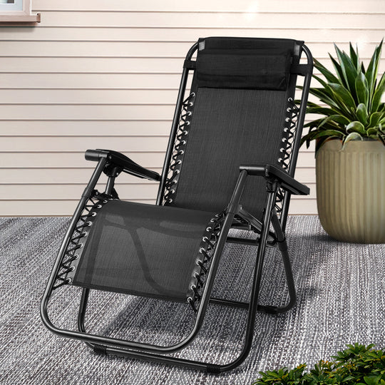 Outdoor Portable Recliner - Black