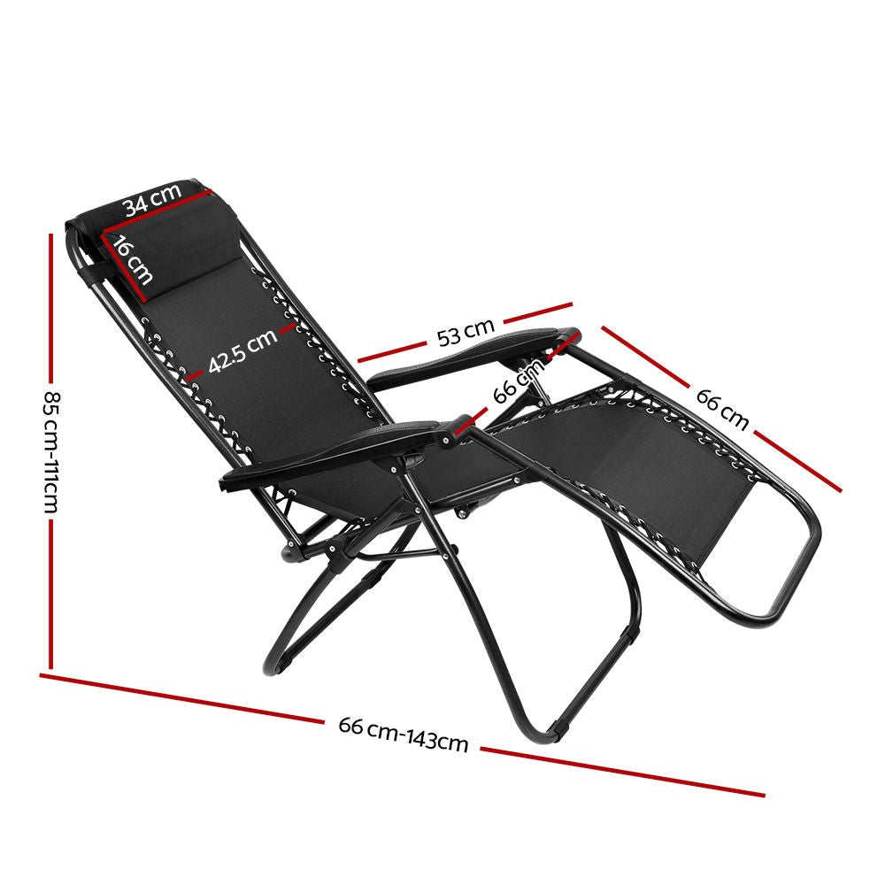 Black Outdoor Recliner Sun Lounge Chair