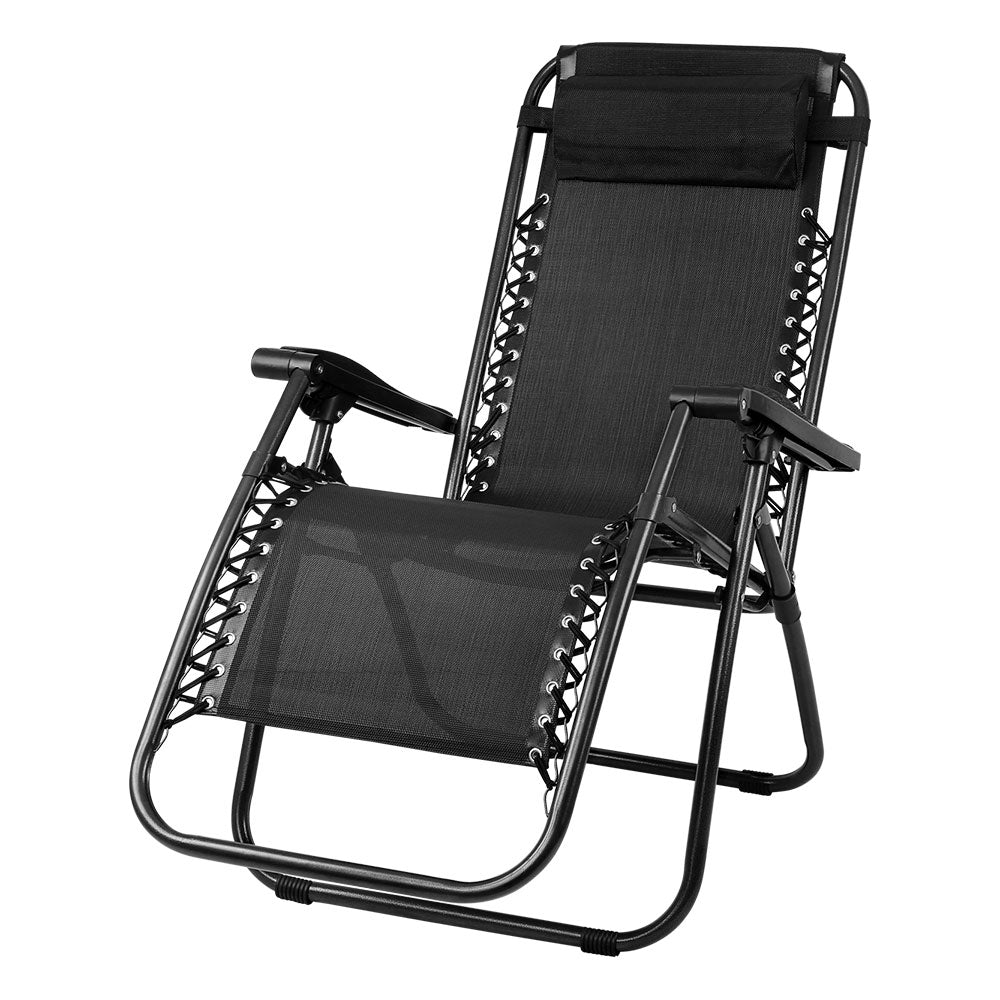 Black Outdoor Recliner Sun Lounge Chair