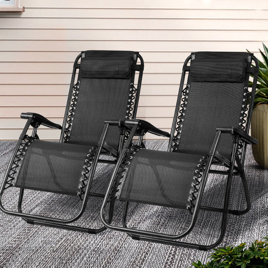 Zero Gravity Chairs 2PC Reclining Sun Lounger
