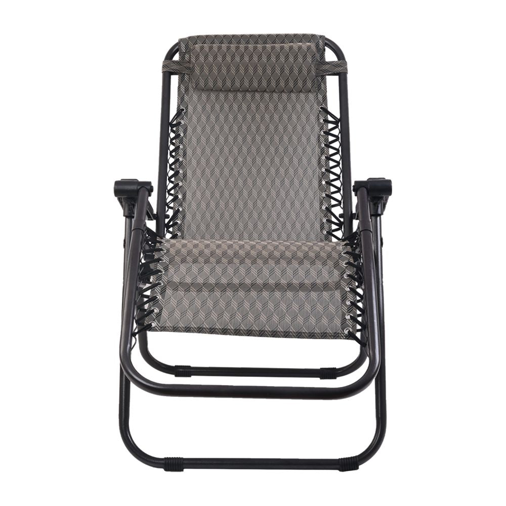 Grey Outdoor Recliner Sun Lounge Chair Adjustable Garden Sun Lounger