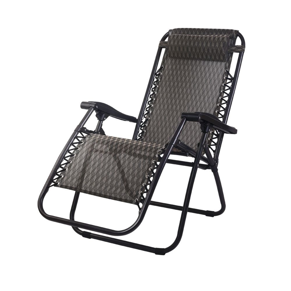 Grey Outdoor Recliner Sun Lounge Chair Adjustable Garden Sun Lounger