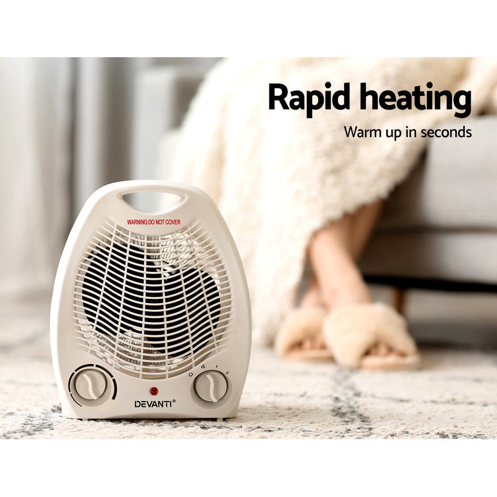 Electric Fan Heater 2000W | Devanti Portable Room Office