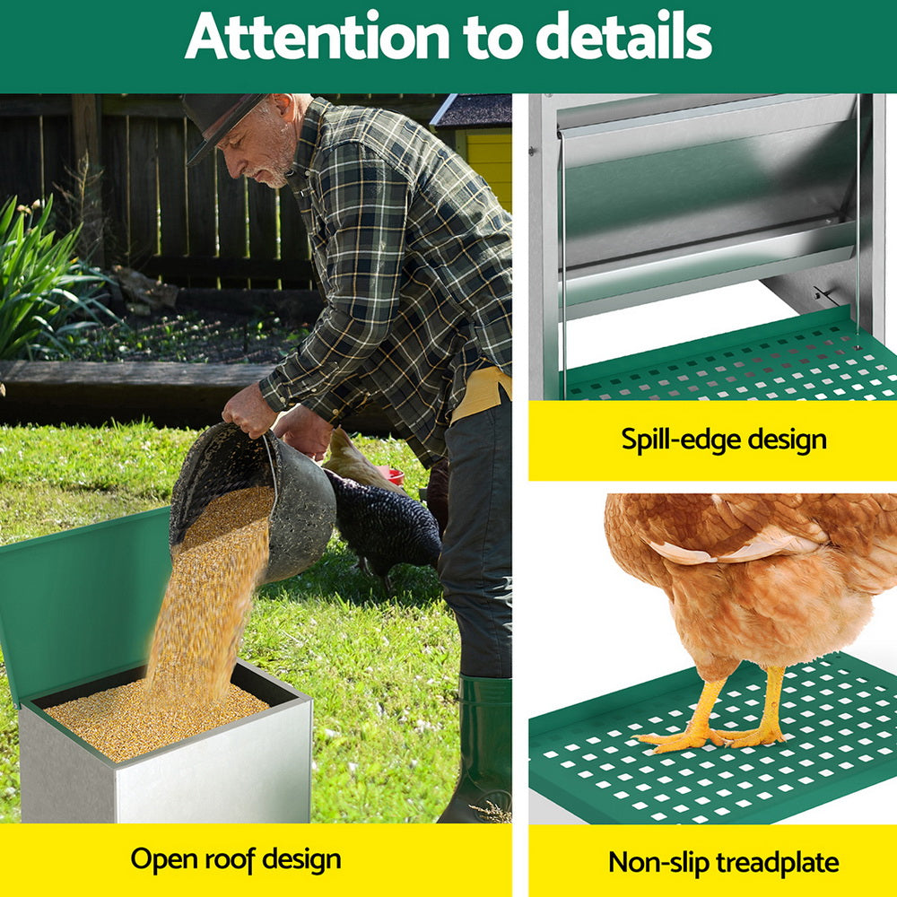 Automatic Chicken Feeder Port Coop Chick Poultry Treadle Self Opening, Farm Equipment - photo 7