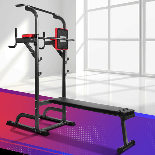 Weight Bench Chin Up Bar Bench Press Home Gym 380Kg Capacity - Everfit Flat Station Fit