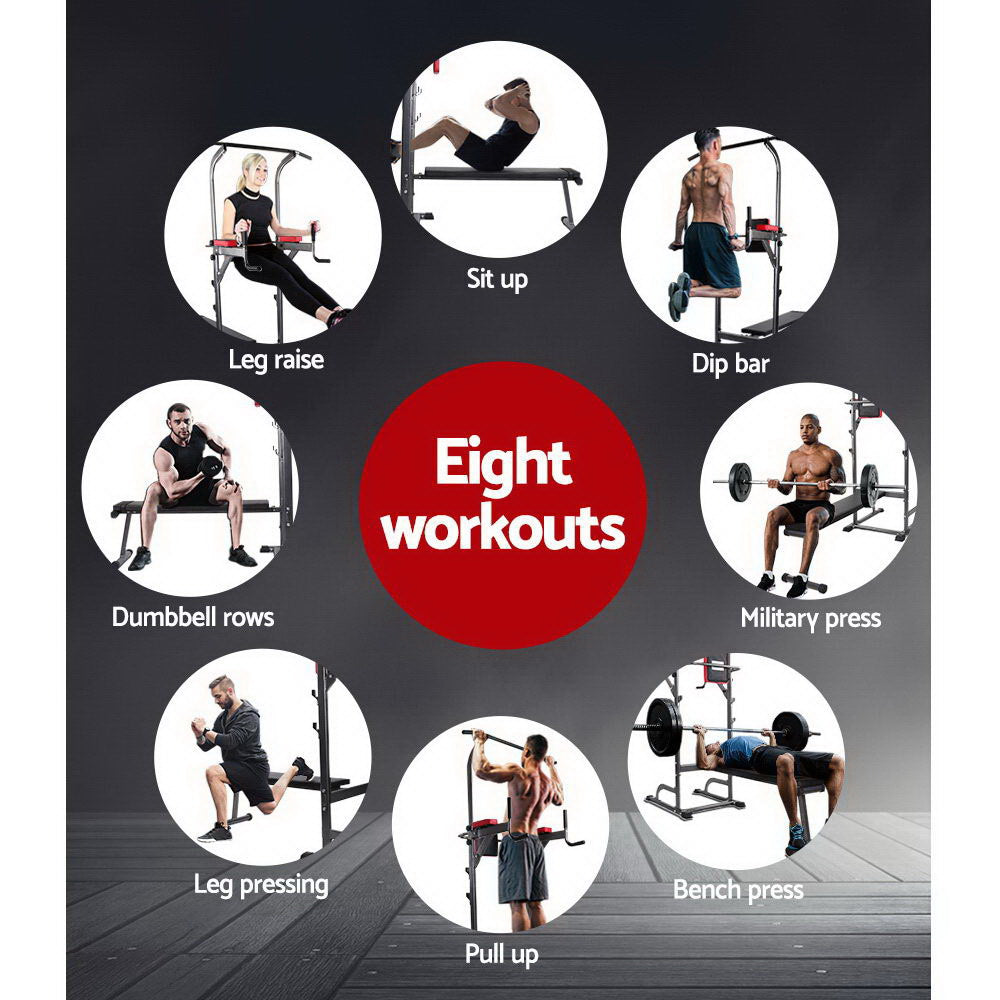 Weight Bench Chin Up Bar Bench Press Home Gym 380Kg Capacity
