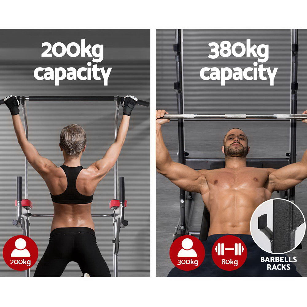 Weight Bench Chin Up Bar Bench Press Home Gym 380Kg Capacity