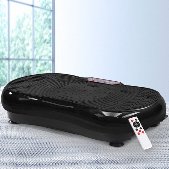 Vibration Machine Platform Vibrator Resistance Rope Home Fitness Black - Everfit Plate Fit Round