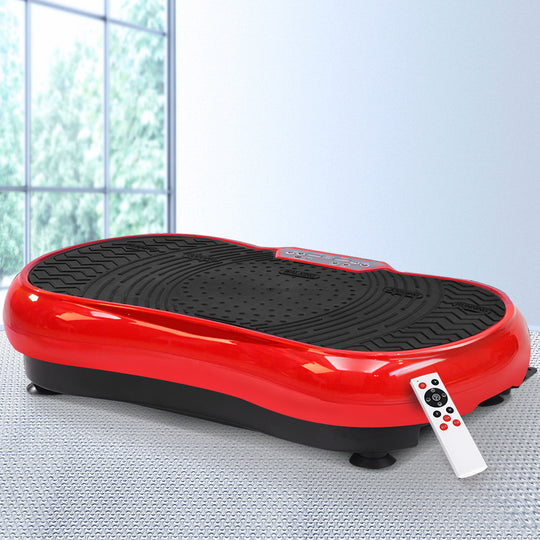 Vibration Machine Platform Vibrator Resistance Rope Home Fitness Red - Everfit Plate Fit Round