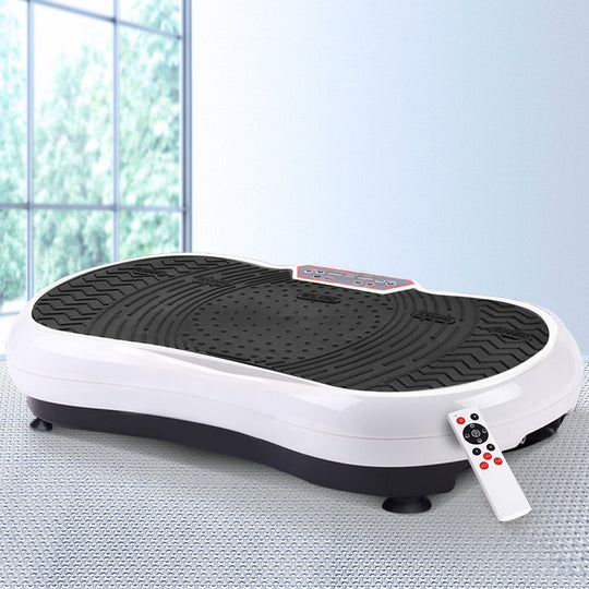 Vibration Machine Platform Vibrator Resistance Rope Home Fitness White - Everfit Plate Fit Round